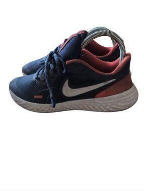 Nike Revolution Kids Running Shoes Youth 6Y Navy Orange Athletic Sneakers BQ5671